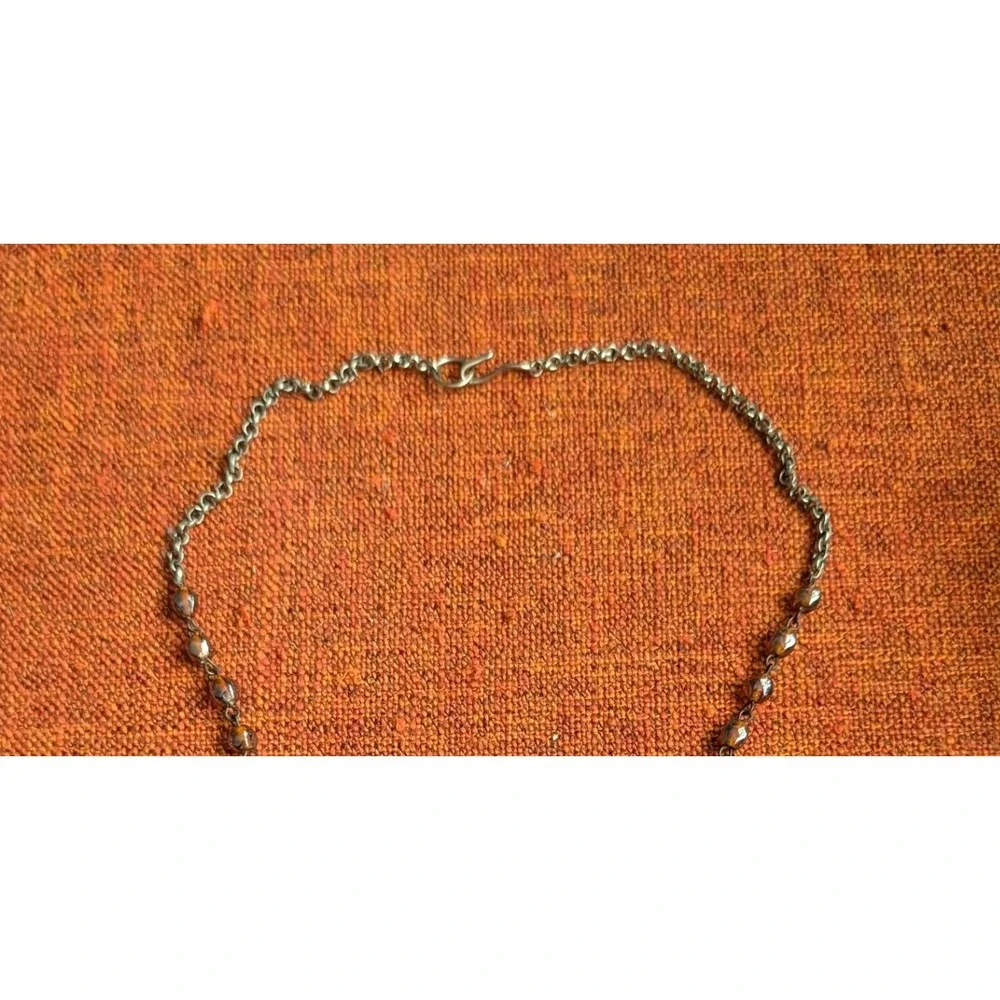 VTG Mother of‎ Pearl Shell Statement Necklace Iridescent Beaded Chain Browns MOP